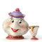 Mrs. Potts and Chip figurines, part of Jim Shore's Disney Traditions collection, with detailed painting and joyful expressions.