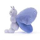 Jellycat Bluebell Butterfly photo from side, a beautiful lavender colour butterfly
