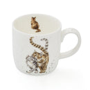 Royal Worcester Wrendale Designs Cat Mug Feline Good, two cats cuddling