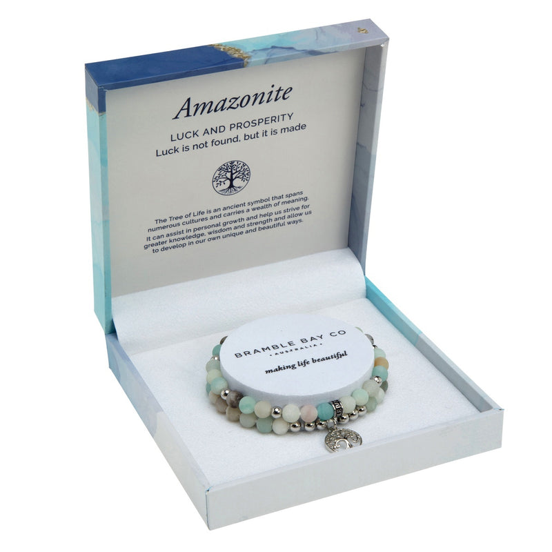 Bramble Bay - Tree of Life Duo Bracelet Set - Amazonite Matte Rhodium