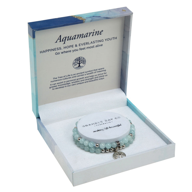 Bramble Bay - Tree of Life Duo Bracelet Set - Aquamarine Rhodium