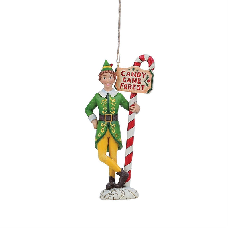 Elf by Jim Shore - Elf Holding Candy Cane Forest Signpost HO