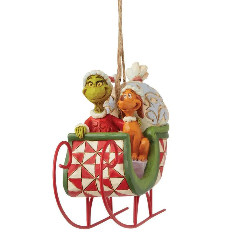 Grinch by Jim Shore - Grinch and Max in Sleigh Hanging Ornament