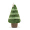 A soft, green Christmas tree plush with a neutral star on top and a burlap-textured base.