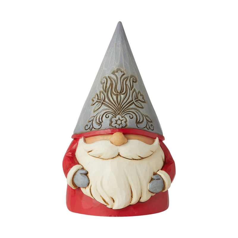 Jim Shore Heartwood Creek - Grey Floral Hat Gnome