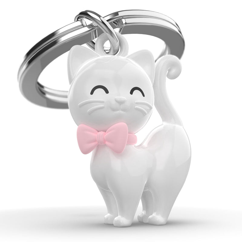 Metalmorphose - Keychain White Cat with Bow Tie