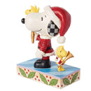 Peanuts by Jim Shore -  Santa Snoopy With Bell & Santa Woodstock With Horn