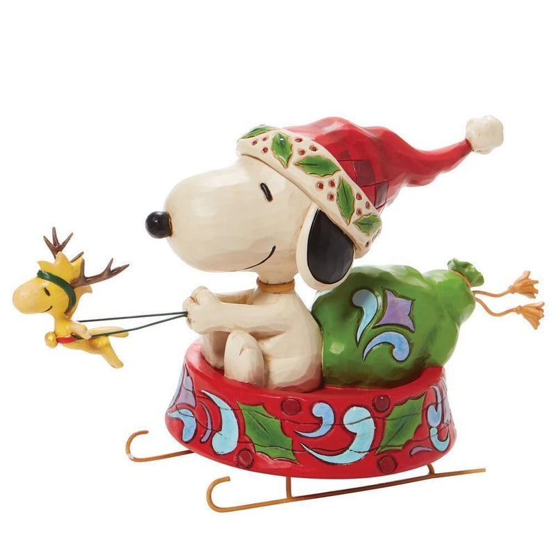 Peanuts by Jim Shore - Santa Snoopy in Dog Bowl Sled