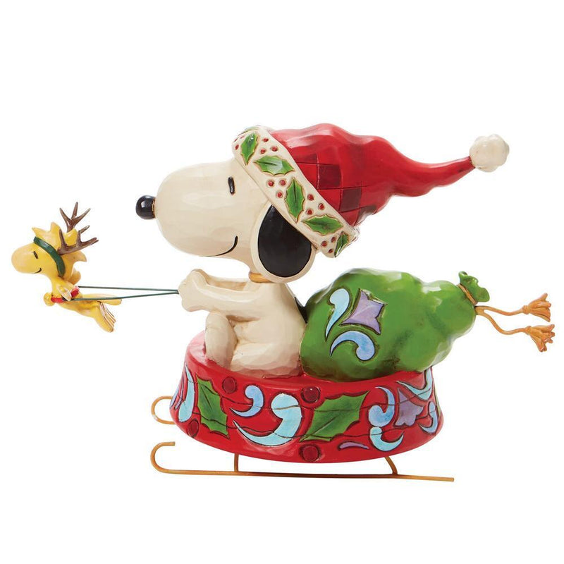 Peanuts by Jim Shore - Santa Snoopy in Dog Bowl Sled