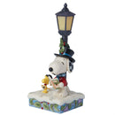 Peanuts by Jim Shore -  Snoopy & Woodstock Next To Lit Lampost