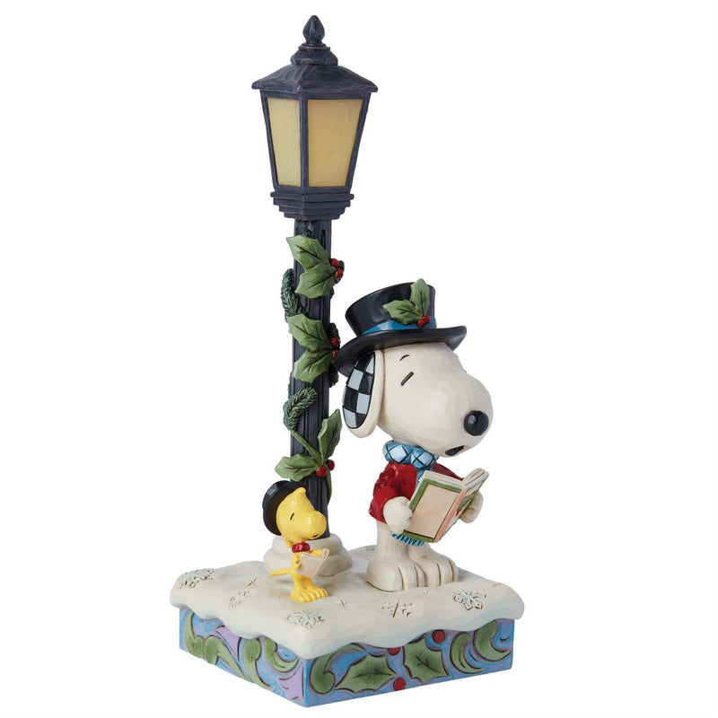 Peanuts by Jim Shore -  Snoopy & Woodstock Next To Lit Lampost