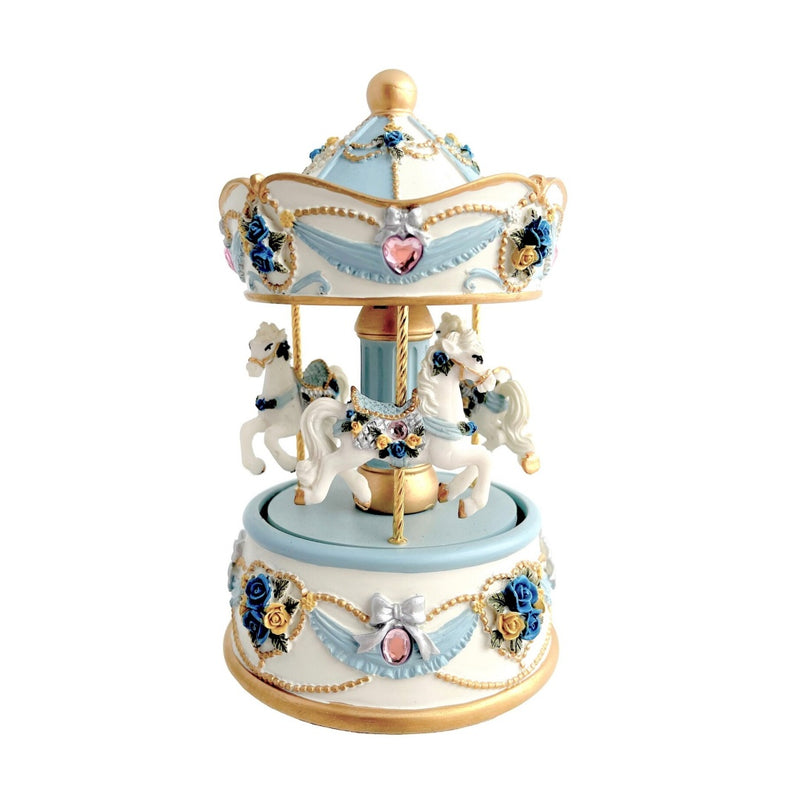 Russell Collection Giftware - 3 Horse Carousel Petite Blue