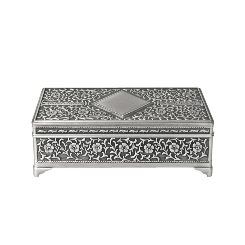 Russell Collection Giftware - Diamante Jewellery Box Pewter Finish Small