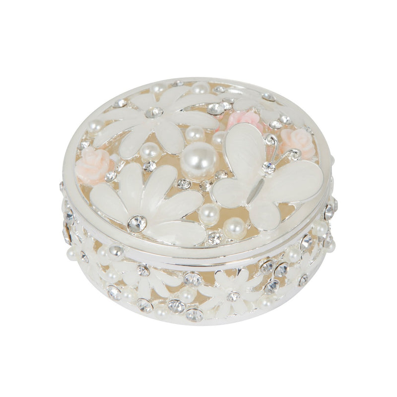 Russell Collection Giftware - Epoxy Trinket Box With Roses And Butterflies