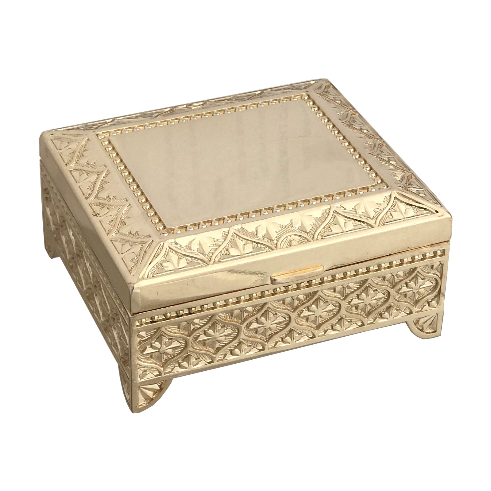 Russell Collection Giftware - Square Jewellery Box With Leaf Pattern G ...