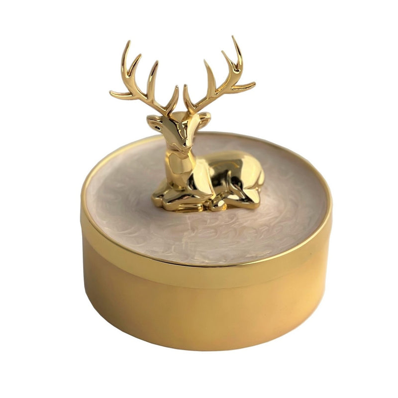 Russell Collection Giftware - Stage Trinket Box And Ring Holder Gold Finish