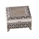 Russell Collection Silverplate Giftware - Square Jewellery Box With Leaf Pattern Small