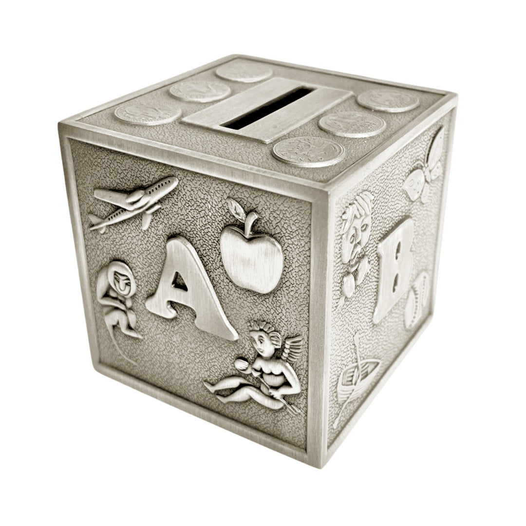 Russell Collection Giftware - Money Bank Abc Cube Pewter Finish – Bella ...