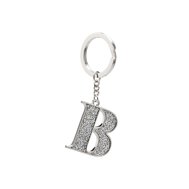 Whitehill Faux Silver Glitter Keyring "B"