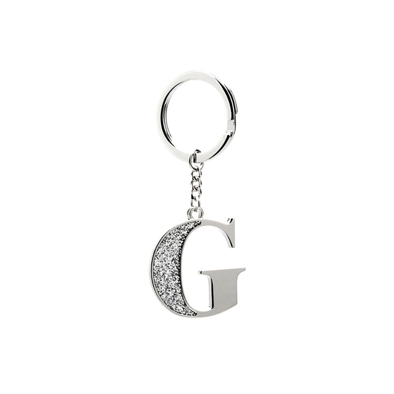 Whitehill Faux Silver Glitter Keyring "G"