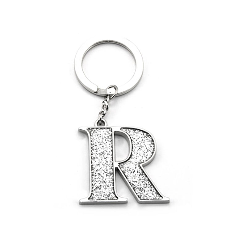 Whitehill Faux Silver Glitter Keyring "R"