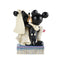 Rear view of Jim Shore's Disney figurine featuring Mickey and Minnie Mouse in wedding attire, with attention to the detailed patterns on their clothes and the decorative base.