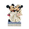 Mickey and Minnie Mouse wedding figurine by Jim Shore, showcasing the iconic Disney couple in wedding attire with checkered detailing and a floral bouquet.