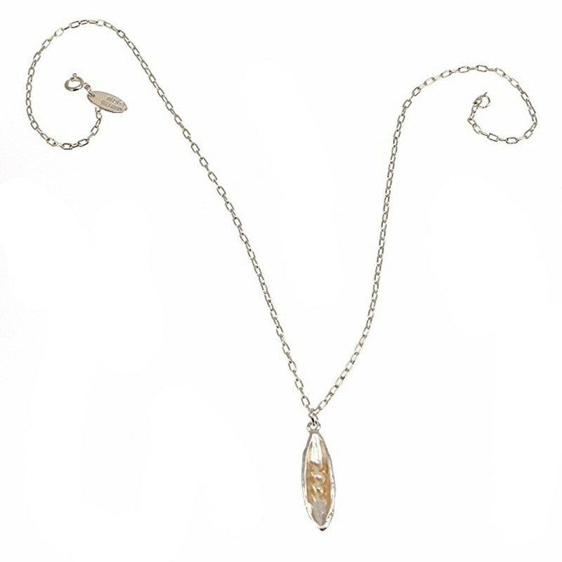 19" Silver-Tone 2 Peas in The Pod Seedpod Necklace