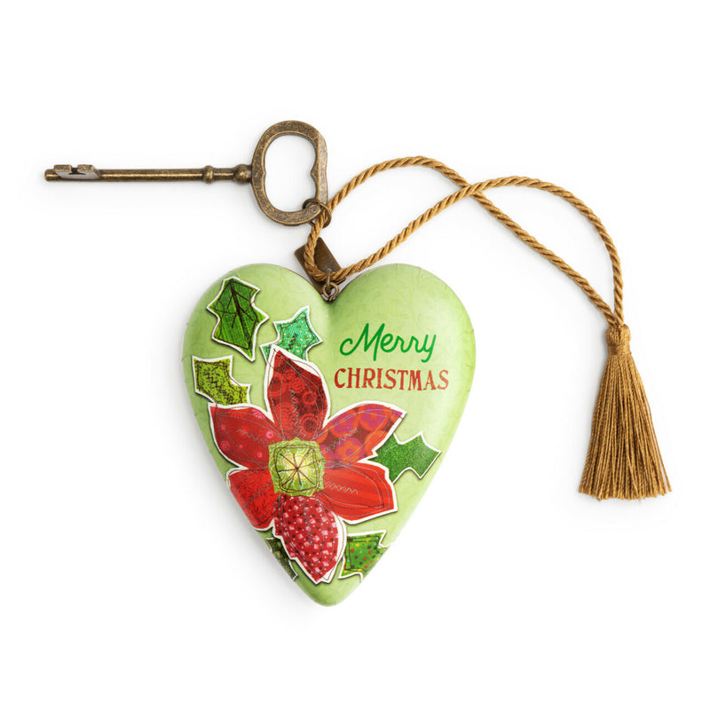 DEMDACO Art Heart - 10cm/4" Poinsettia Merry Christmas