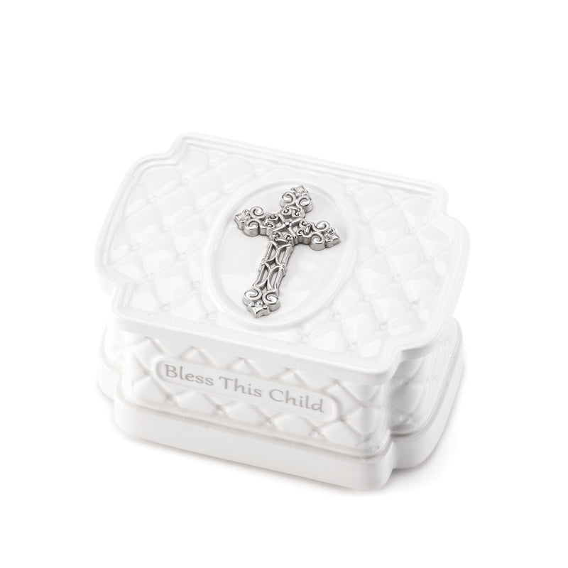 DEMDACO Tender Blessings - Bless This Child Keepsake Box with Rosary Beads