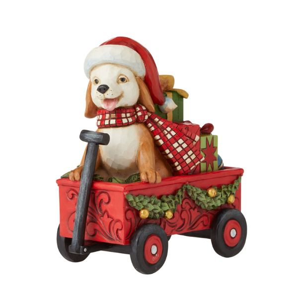 Country Living - 14cm/5.5" Christmas Dog in Wagon