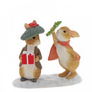 Beatrix Potter Winter - Flopsy and Benjamin Bunny Under the Misteltoe Figurine