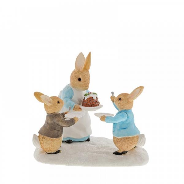 Beatrix Potter Mini Figurine - Mrs. Rabbit With A Christmas Pudding Figurine