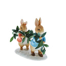 Figurine of Peter Rabbit and Flopsy carrying the leaves 