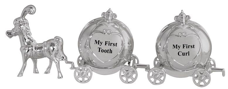 MINI PUMPKIN 1ST TOOTH & CURL CARRIAGE SILVER PLATE  - Gifts for Kids
