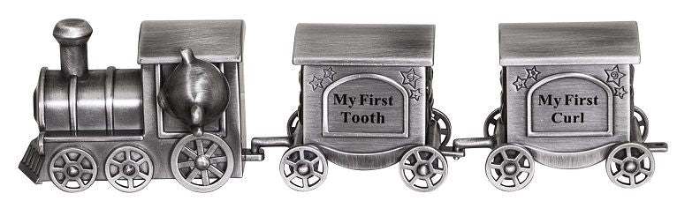 PEWTER FINISH TRAIN MINI 1ST TOOTH & CURL   - Gifts for Kids