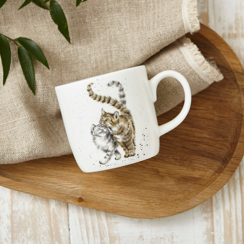 Royal Worcester Wrendale Designs Cat Mug Feline Good on the woods tea coaster