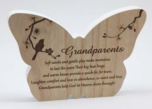 Sincerity Butterfly Sentiment Plaque - Grandparents