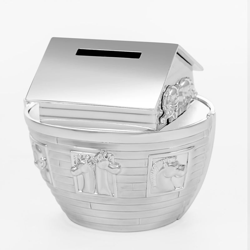 Back: Whitehill Baby-Faux Silver Noah's Ark Money Box Bella Casa Gifts & Collectables