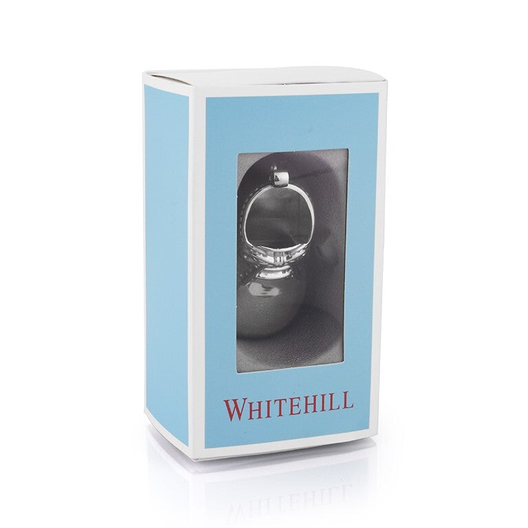 Whitehill braned box with Whitehill Baby - Silver Plated Birth Record Shoe.